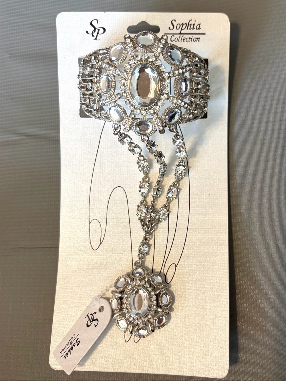 Silver Crystal Handchain Bracelet